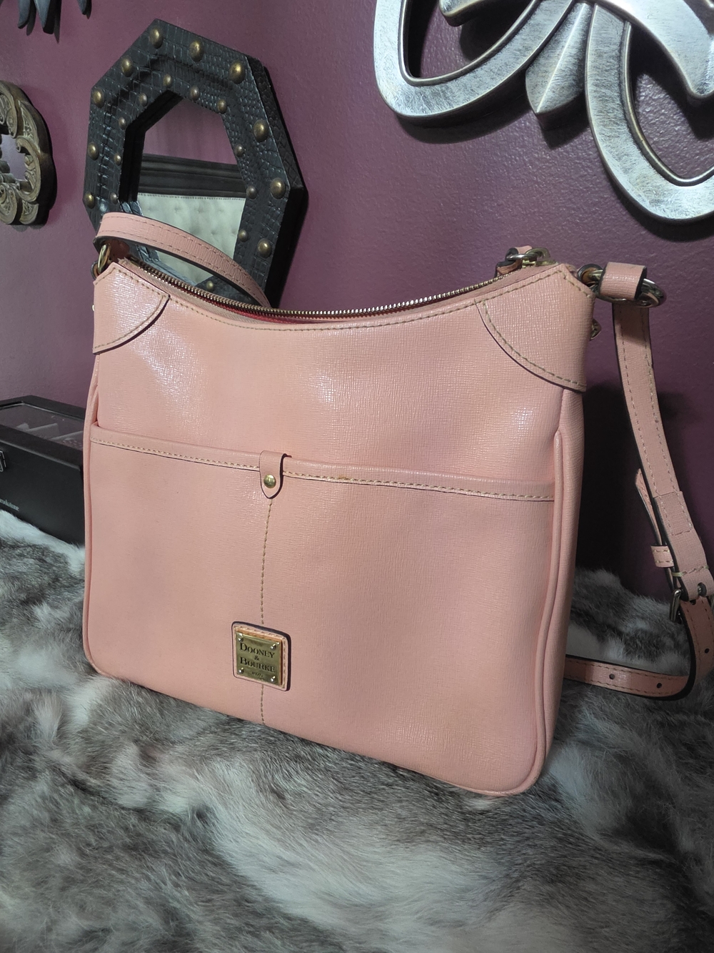 Dooney & Bourke Blush Pink Leather Shoulder Bag